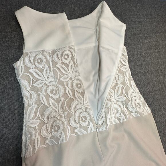Sandra Darren Dress Womens 6P Neutral Colorblock Embroidered Sleeveless Sheath - Picture 10 of 11